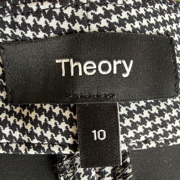 Theory Slim Kick Black/White Houndstooth Pants Size 10 - Picture 3 of 15
